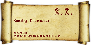 Kmety Klaudia névjegykártya